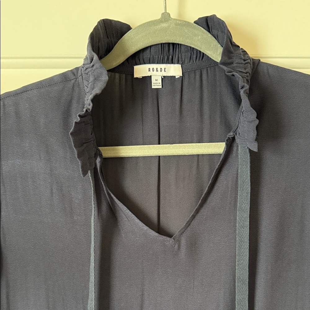Navy Ruffled Blouse - Picture 2 of 5
